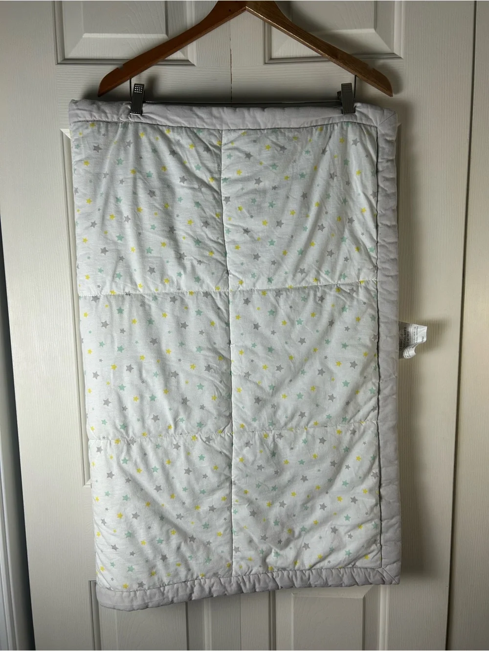 Child of Mine by Carter's Lamb Stars Baby Blanket Comforter Quilt Gray White